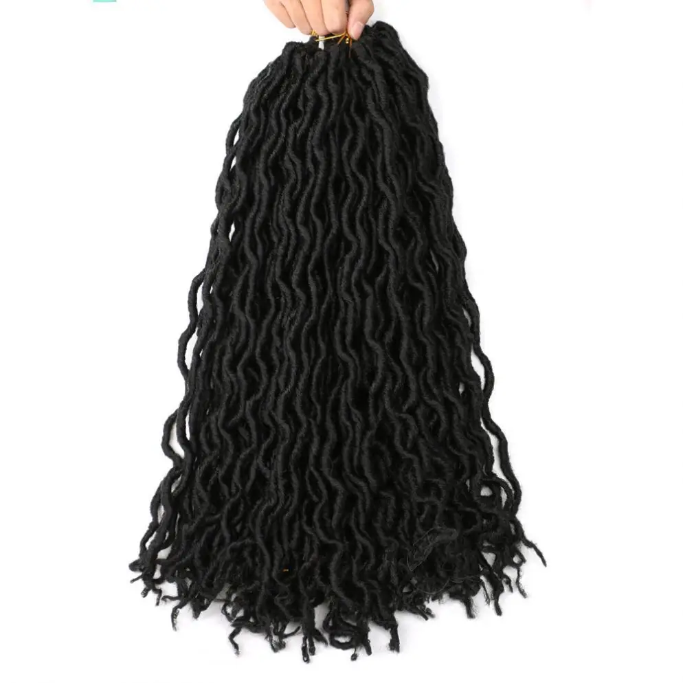 

MYZYR Goddess Nu Locs Soft Crochet Hair Braids 18Inch Faux Locs Curly Synthetic Hair Pre Loop Crochet Braiding, Pink,black