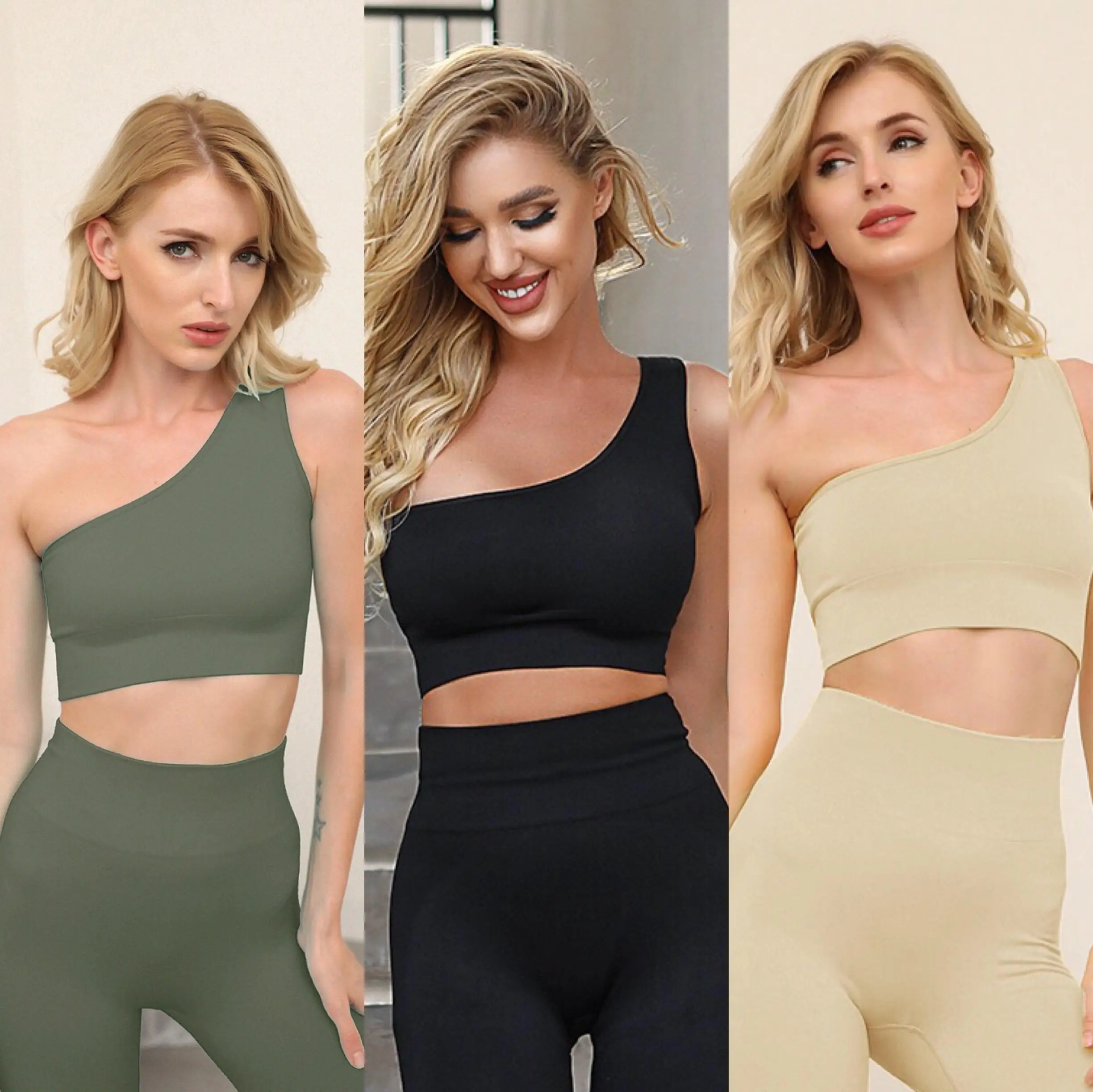 

BBZC2747 Casual women sportswear sexy fitness clothing seamless yoga set, Flare,gray,brown