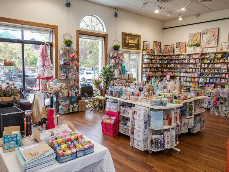 Local craft store interior with organized supplies