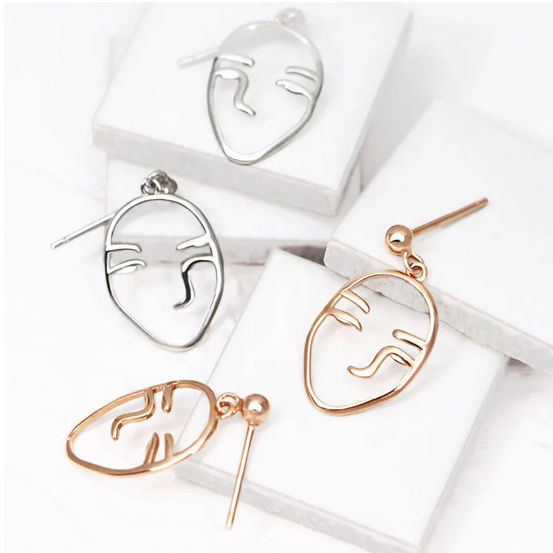 

925 Silver face shape simple high fashion earrings, Picture