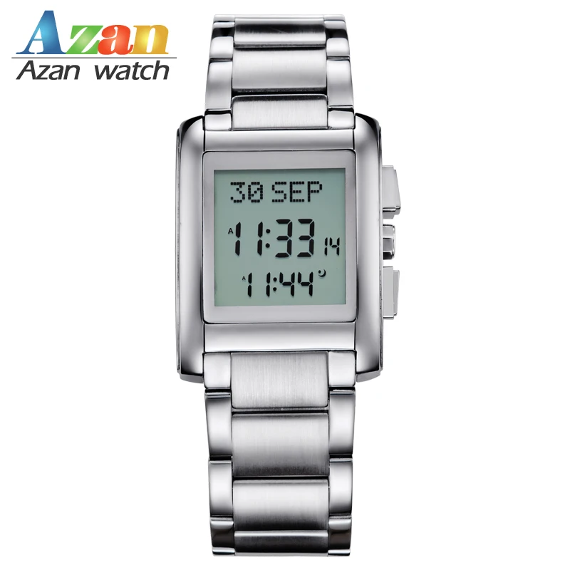 

2016 new style wholes Islamic religious reminders watch stainless steel azan prayer watch for man azan sports watch