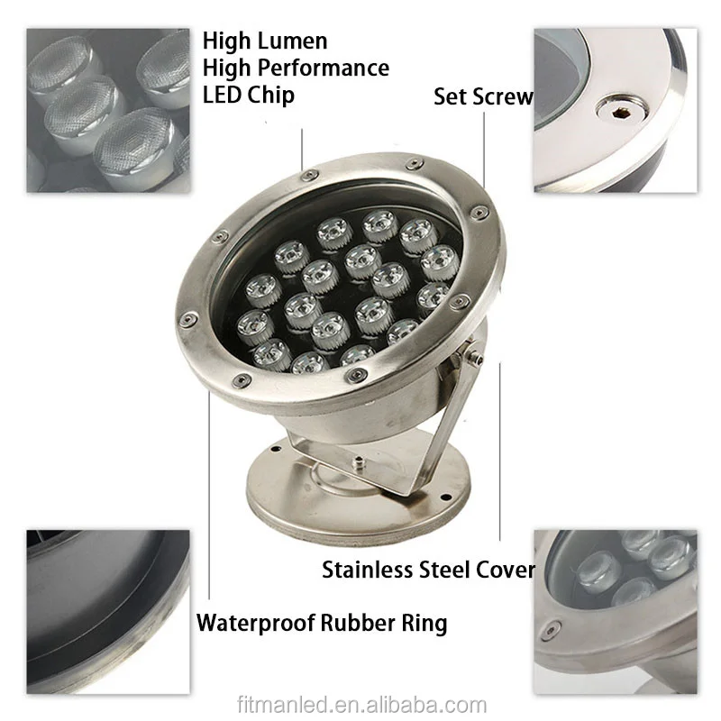 Outdoor Stainless Steel Swimming Pool RGB LED Underwater Light 3W 6W 9W ...