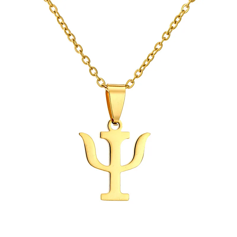 

2021 High Quality Plated Gold Stainless Steel Psychological PSI Symbol Pendant Necklace For Men Women
