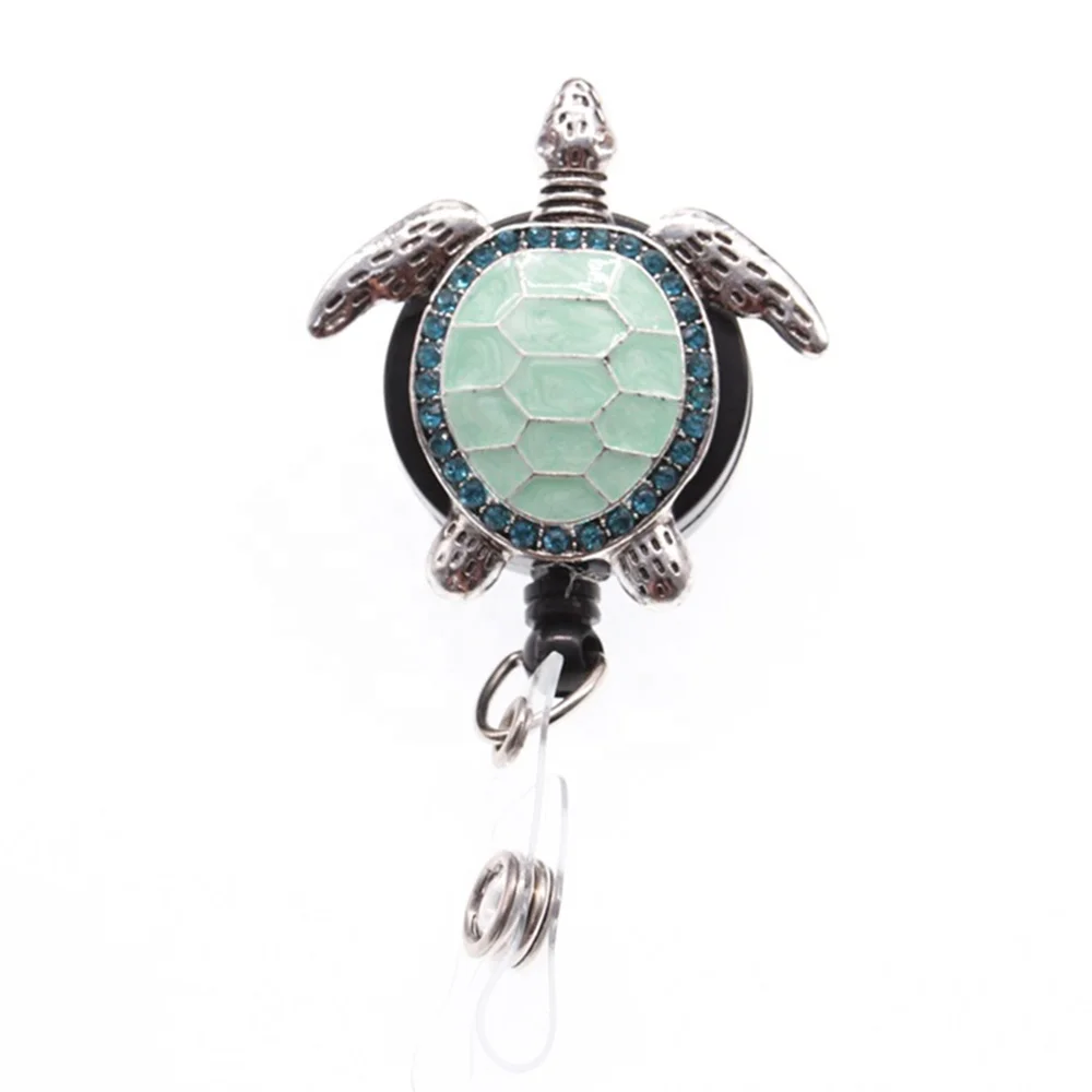 

Retractable nursing accessories rhinestone enamel Sea Turtle/Tortoise ID Badge Holder pull reel, As picture