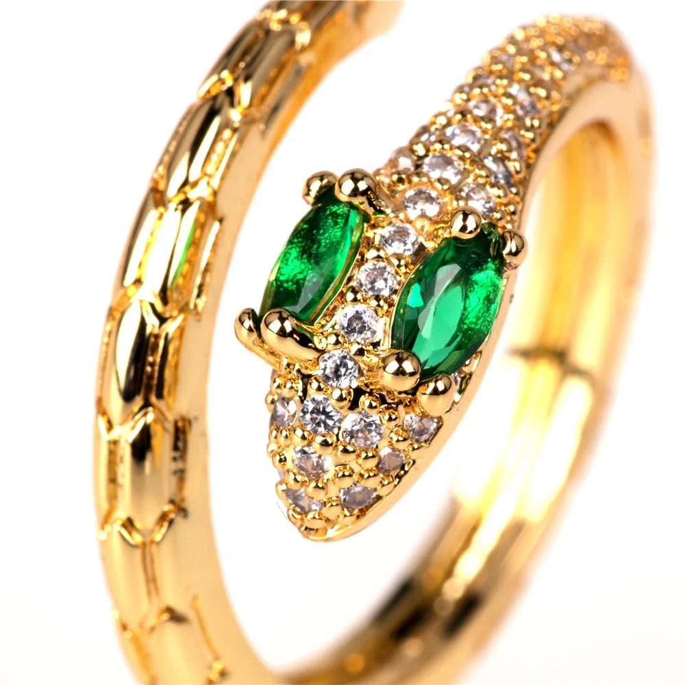 

PSH Jewelry luxury ring Snake shape 18k gold ring for party Women diamond ring