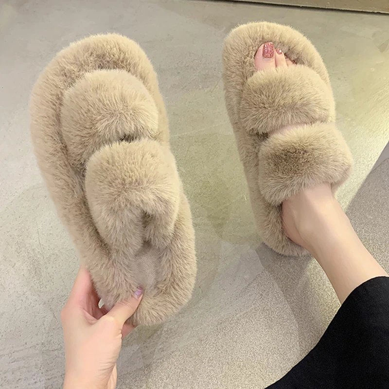 

624856464621/6 Wholesale Color Fox Fur Curly Vegan Plush Fur slides for Women, Fashion Fluffy Faux Fur Indoor Slides, Customized color