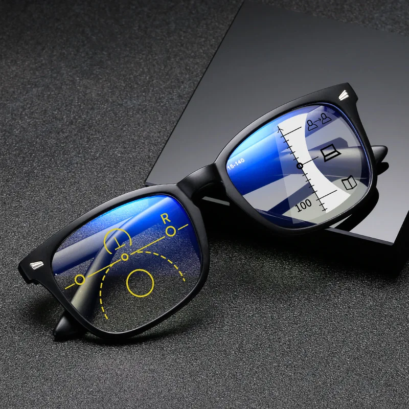 

Progressive multi focus anti blue light reading glasses intelligent automatic zoom distance near bifocal presbyopic glasses