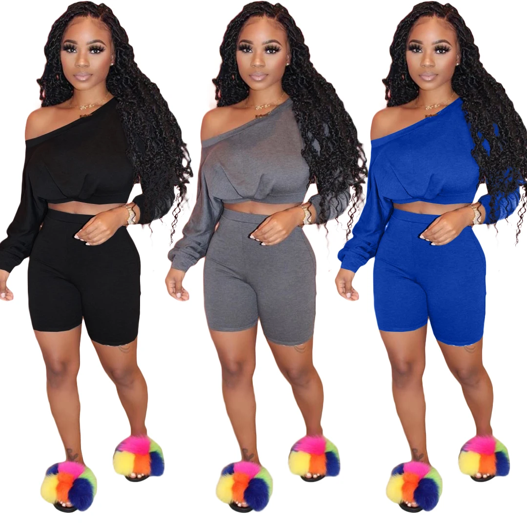 

Attractive Price New Type Pure Color Sexy Long Sleeve Two-piece Suit, 3 colors