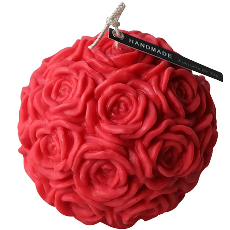 

Romantic Wedding 3D Rose Ball Silicone Candle Mold Flower Silicone Mould for Candle Making and Resin