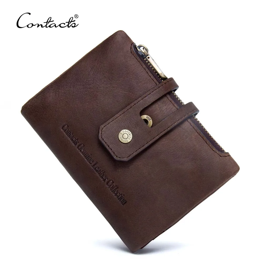 

contact's dropship factory wholesale high quality oil nubuck leather vintage short billfold men leather money purse with pockets, Brown/coffee/red/black