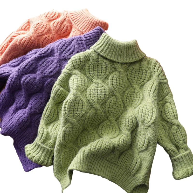 

2021 Kids winter fall clothing clothes turtleneck wholesale kids girl sweaters puff sleeve toddler girl clothes kid sweater