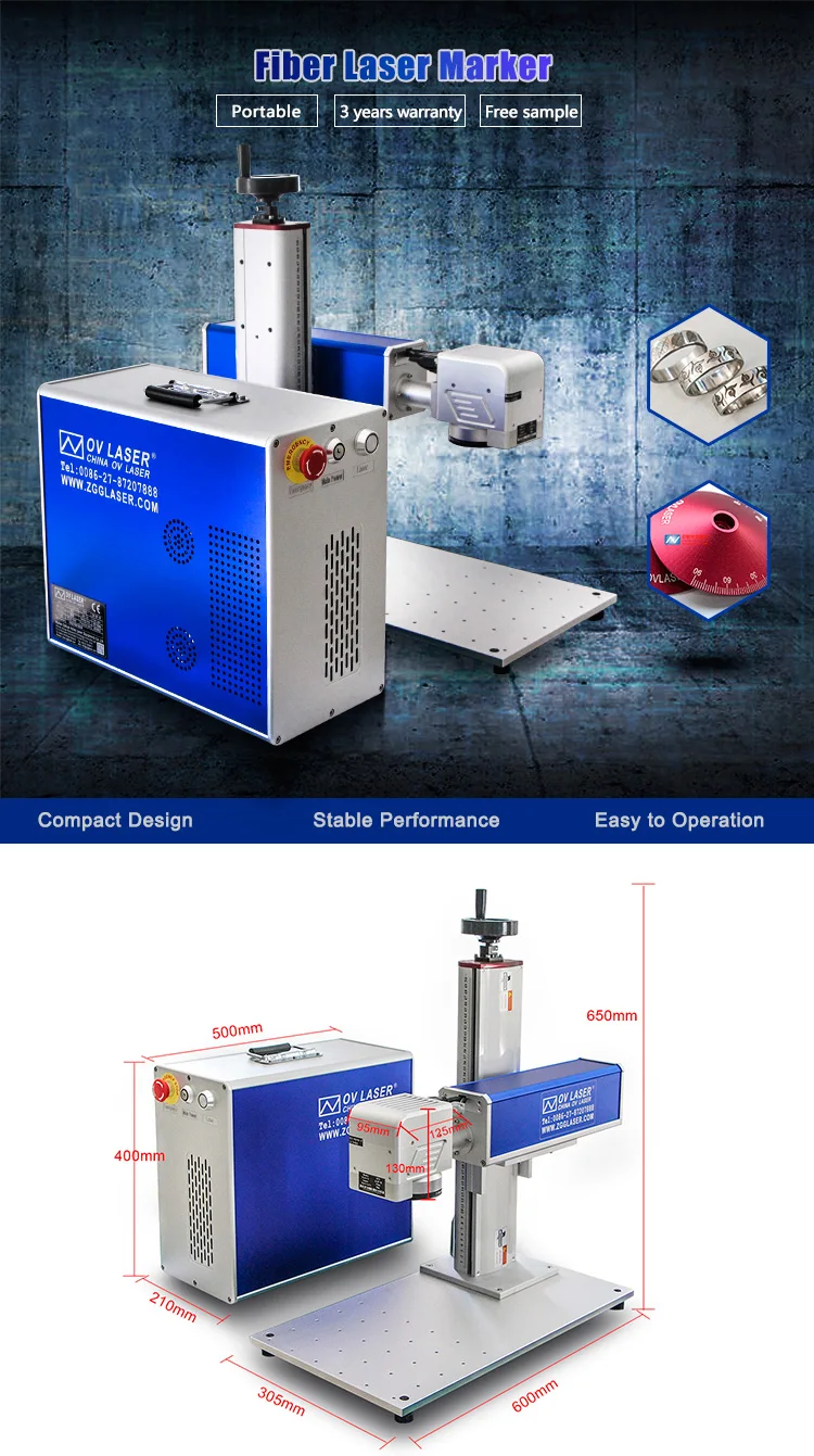 Ezcad Software 20w 30w 50w Fiber Laser Marking Machine With Cyclops