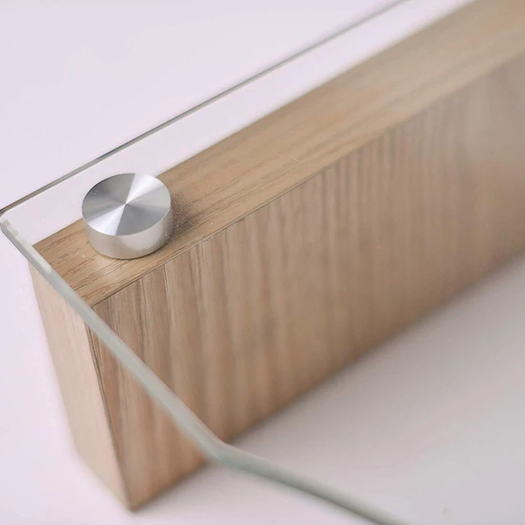
Living Room Office Oak and Tempered Glass Monitor Riser Stand 