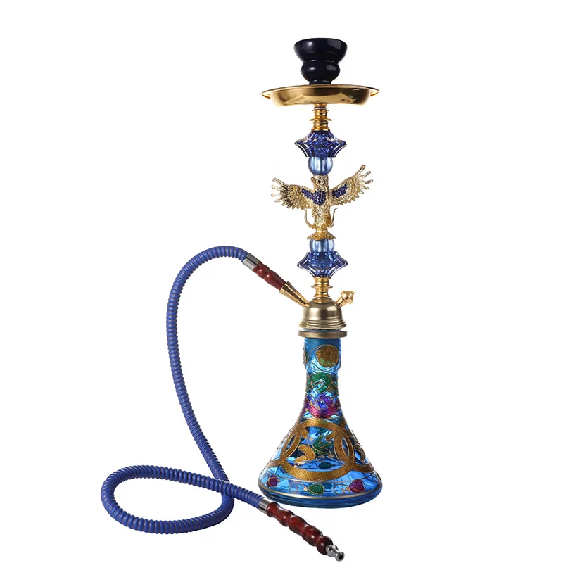 

Height:53 CM Arab Shisha Hookah Set Tobacco Smoking Pipe Chicha with Single Hose Nargile Water Smoking Accessories for Club, Black,blue,red