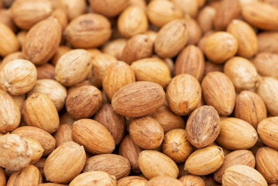 Close-up of whole nutmeg seeds and ground nutmeg powder showing the spice in different forms