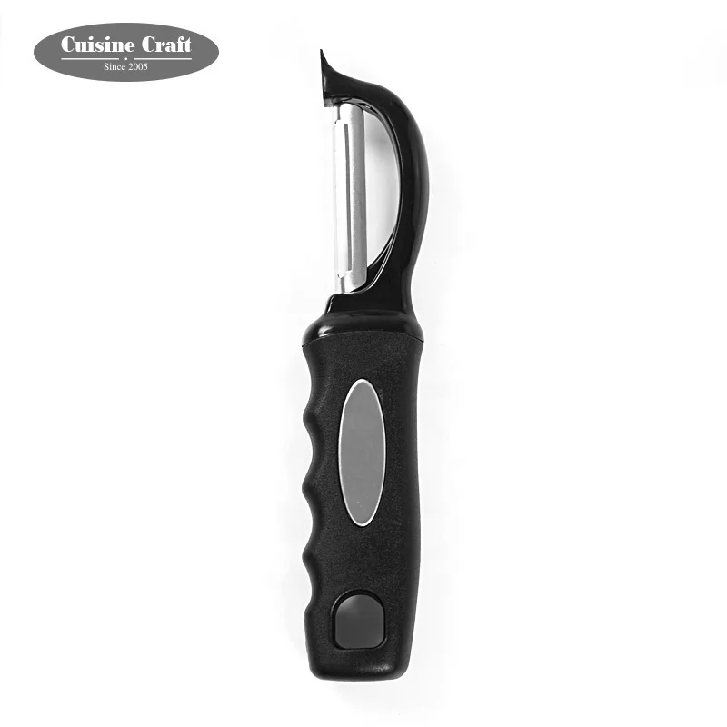 

kitchen gadget stainless steel swivel blade vegetable peeler with soft grip, Black
