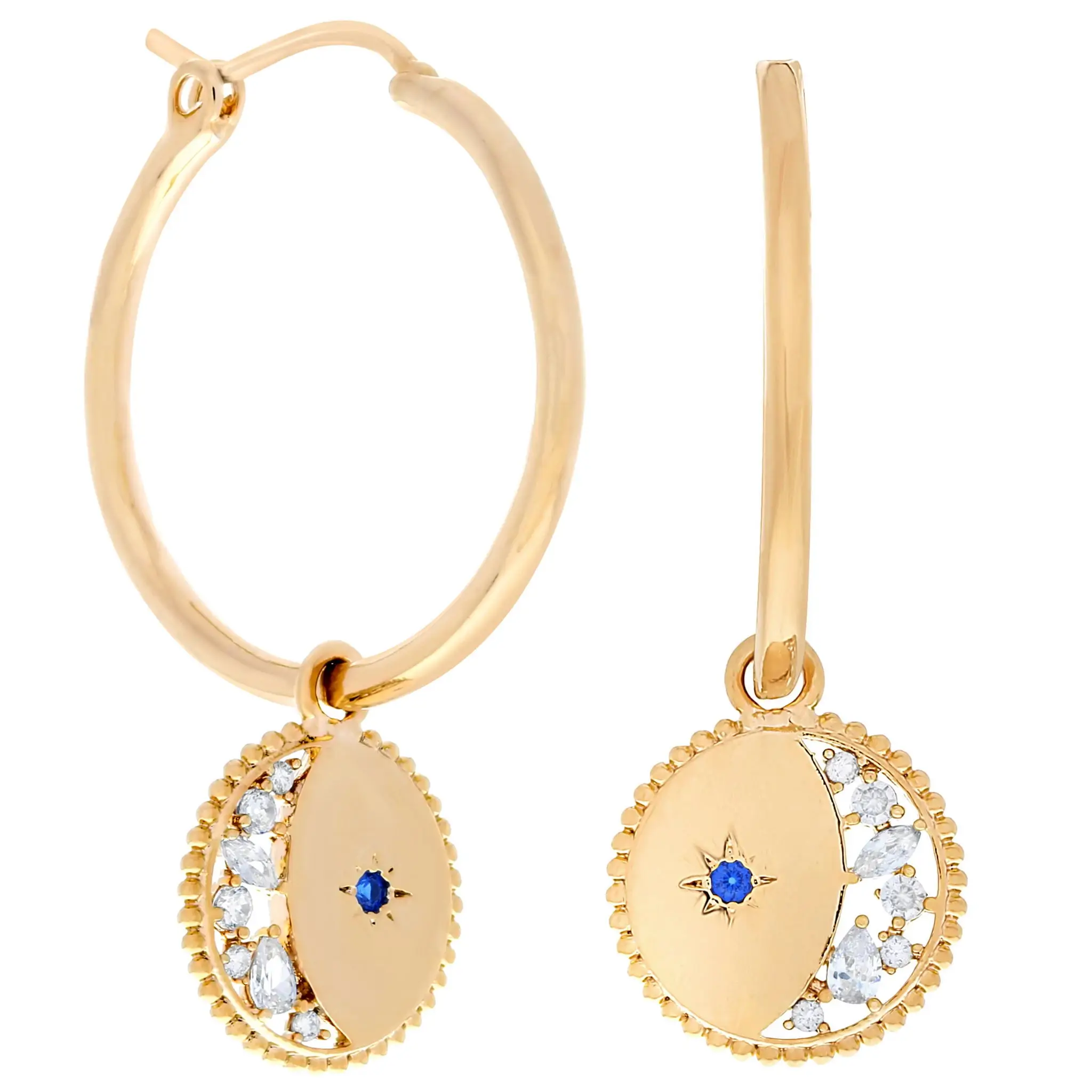 

gold starburst signet coin charm hoop earring 2021 Christmas gift Fashion trendy girl women jewelry, Silver gold rosegold