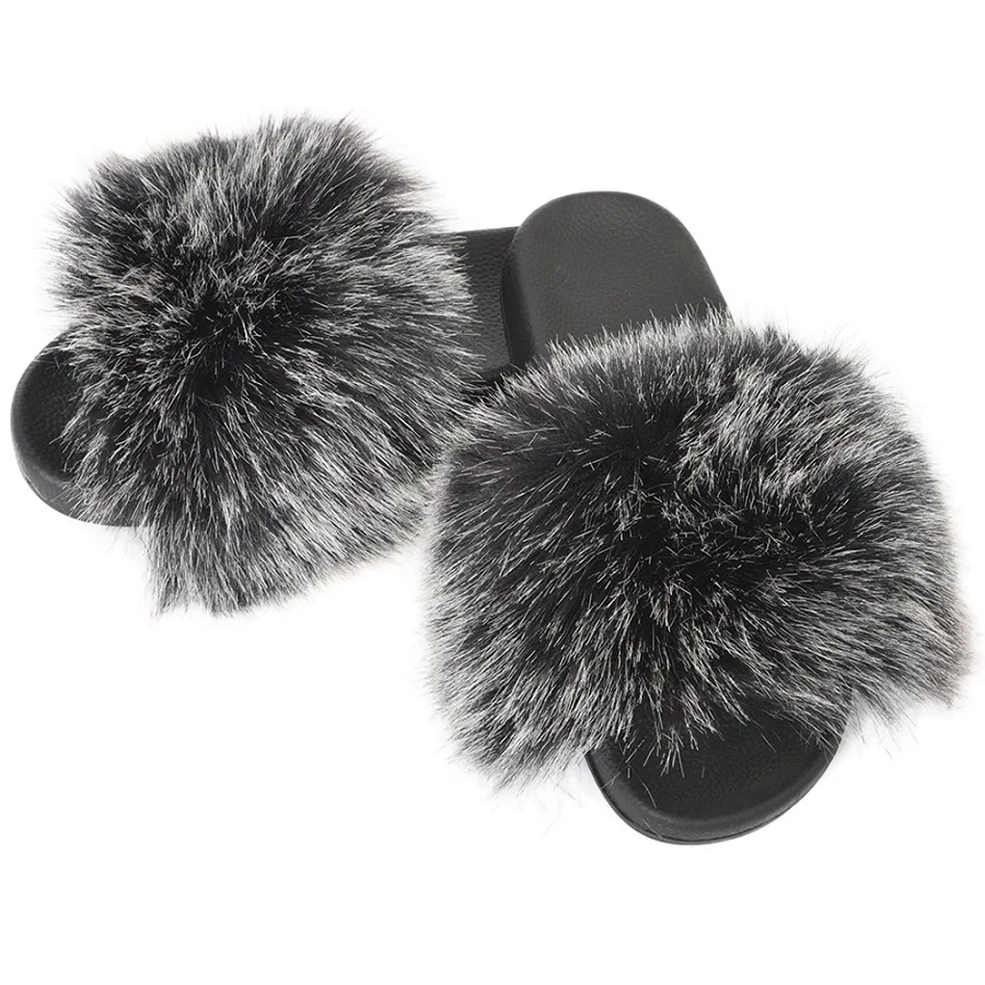 

Wholesale Cheap Price Multi Color Fashion Faux Fur Slides Slippers for Women, Customized color