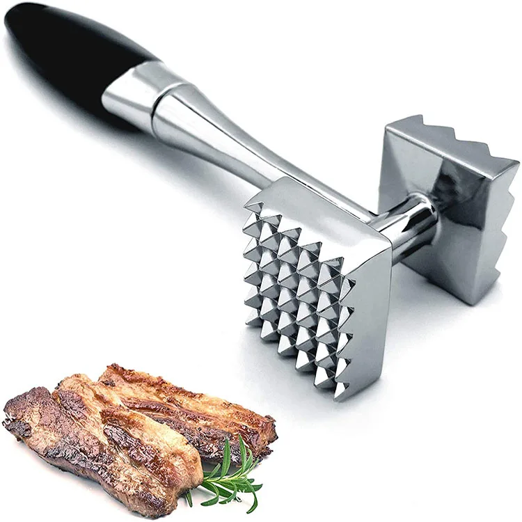 

X027 Meat Tenderizer Mallet Sturdy Beef Lamb Minced Steak House Stainless Steel Steak Hammer Softener Meat Hammers, Black