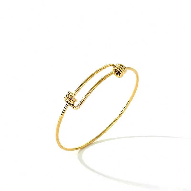 

Minimalist Manufacturer Wholesale Non Tarnish Gold Plated Adjustable Bangle Bracelet, Gold color