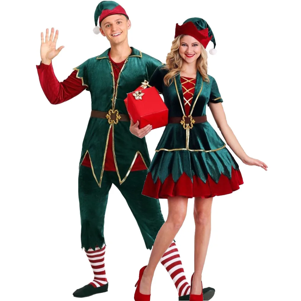 

ZC H2c10006 2020 Christmas girl dress suits Women couples Santa Costumes Dress Suit, Dark green