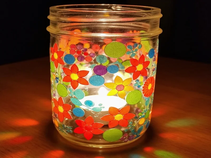 Upcycled glass jar transformed into candle holder finished in 2 hours