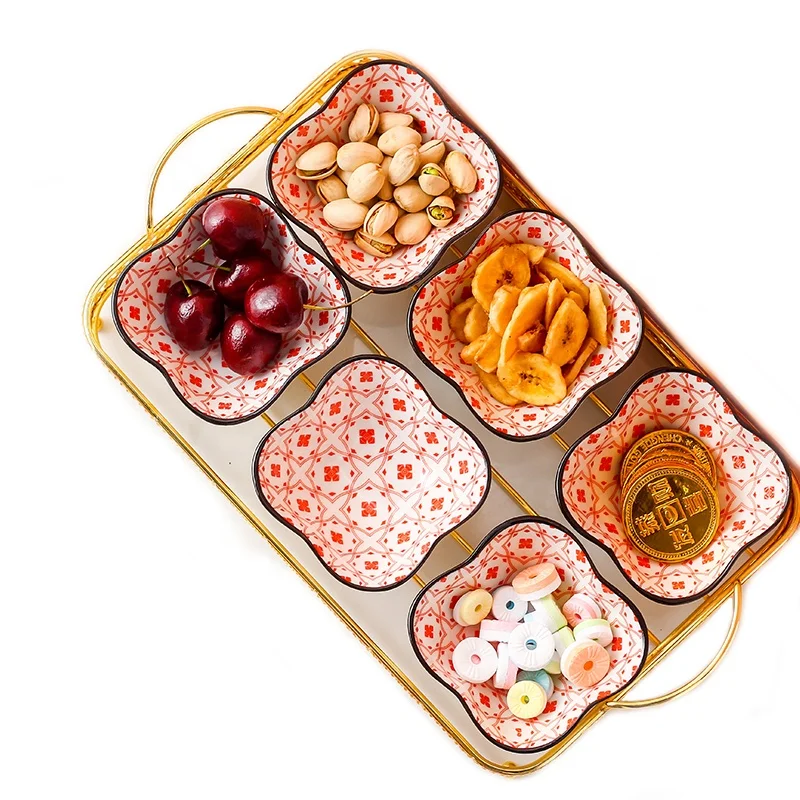 

6 Pcs Colorful Fruit Bowl Ceramic Snack Creative Nordic Design Serving Bowl Set Serving Bowl With Holder
