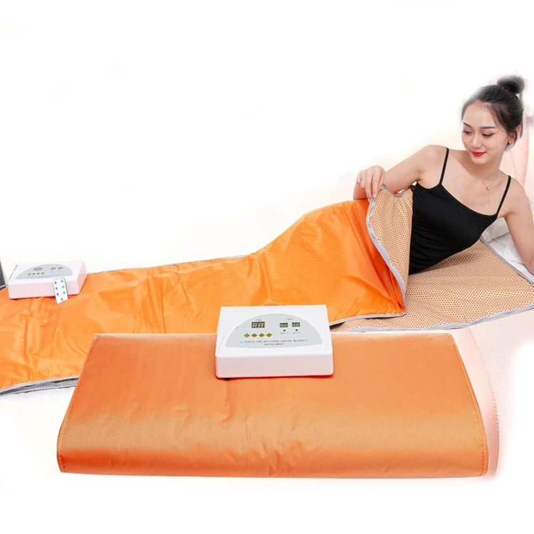 

3 zone far infrared sauna blanket for body storage weighted blanket with removable cover stackable for blanket, Orange
