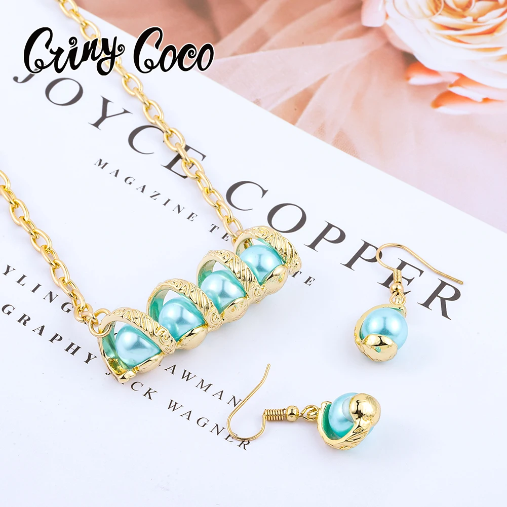 

Cring CoCo Fashion Simplicity 4 Huge Pearls Sets Necklace Earrings Polynesian Hawaiian Jewelry Set Wholesale Pacific earrings, Picture shows