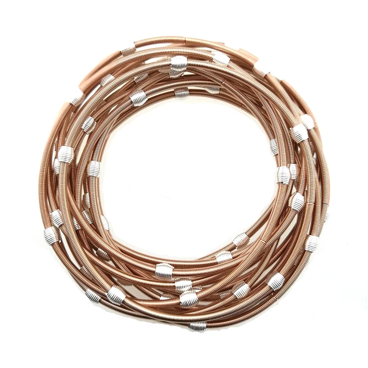 

Amor new design rose gold plated stainless steel bracelets beads spring bracelets