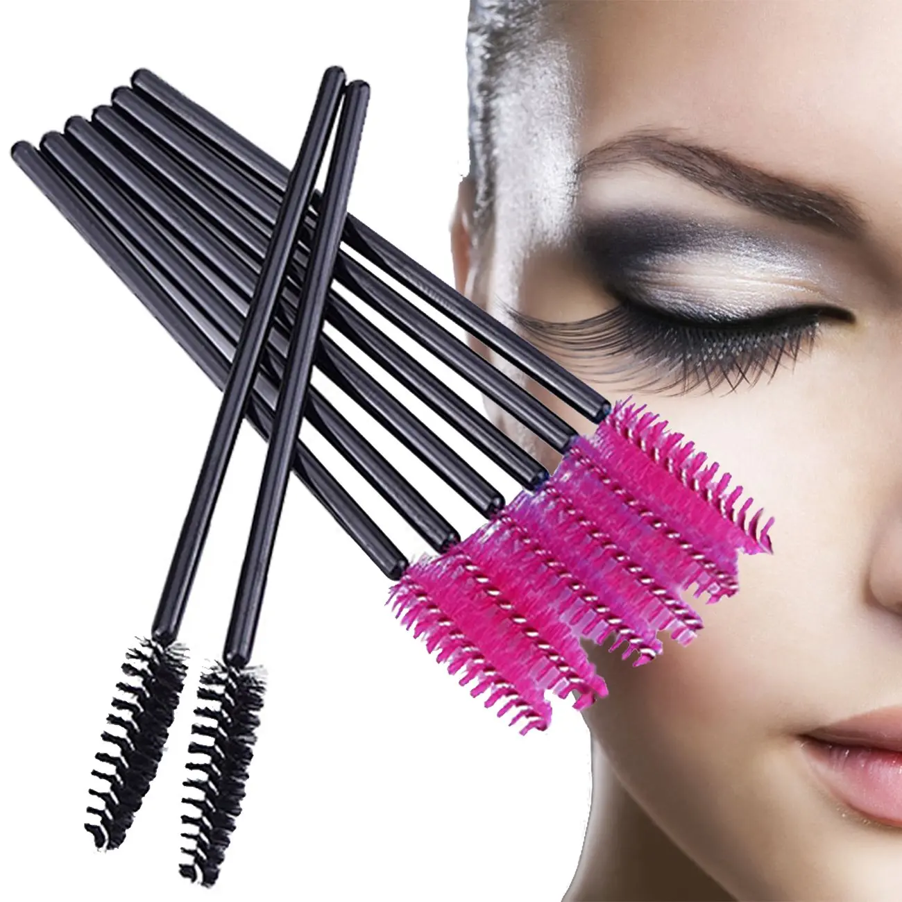

50pcs/pack Disposable Eyelash extension Brush Mascara Wands Applicator Wand Brushes, Pink