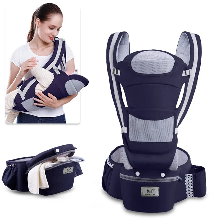 

High Quality Ergonomic Comfortable Front Facing Cloth 4 In 1 Baby Sling Wrap Carrier Backpack With Hip Seat, Customized color