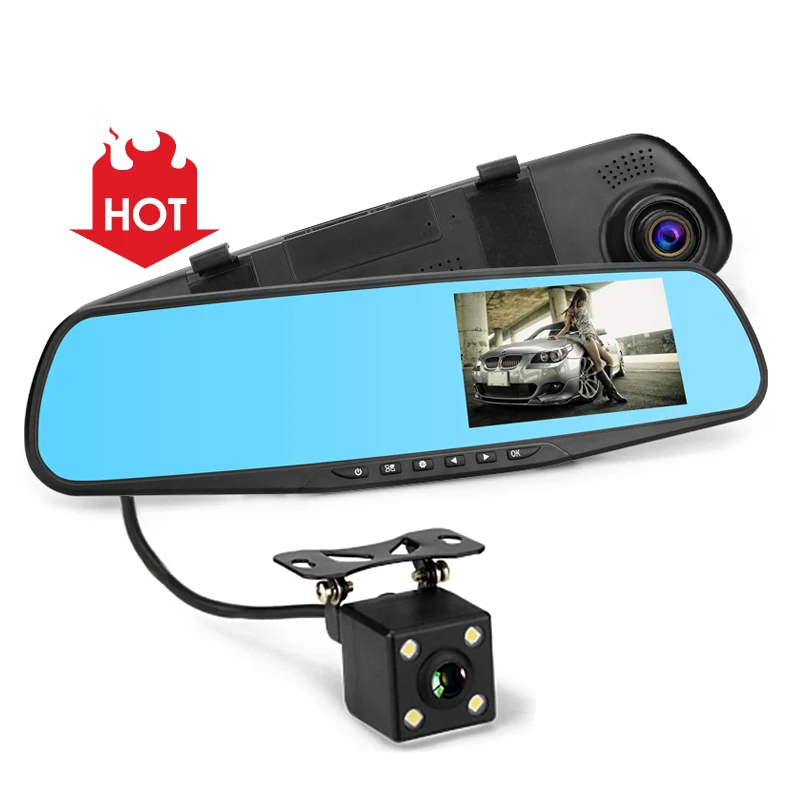 

EGO best sale dual channel touch screen radar hard drive recording with car dvr dash cam rearview mirror camera