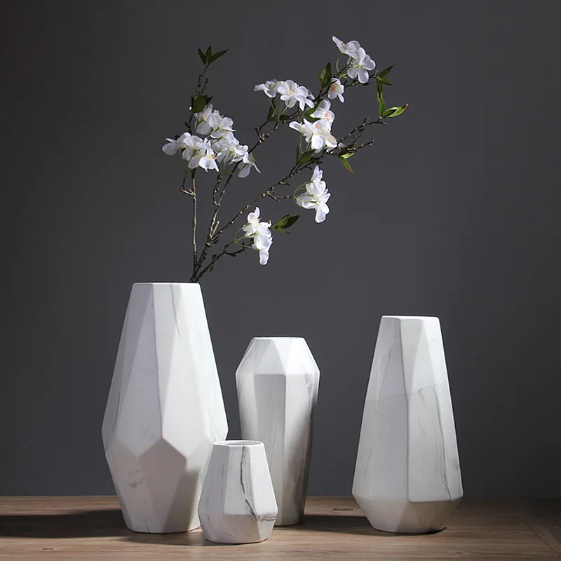

1pc Marbled Design Corn Shaped Flower Ceramic Vase Home Decoration Centerpiece Porcelain Hydroponic Container