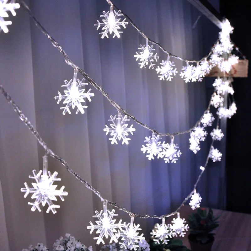 Fairy Lights 10/20/40/80 LED Snowflake String Lights Twinkle Garlands Battery Powered Christmas Holiday Party Wedding Decoration