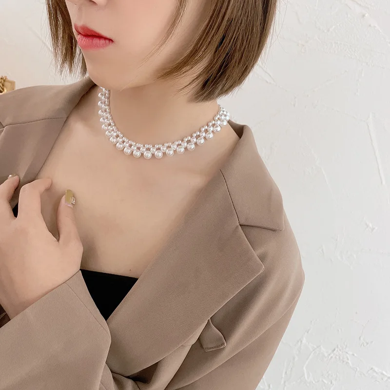 

Vershal B3-108 Korean Style Elegant Chic Personalized Pearl Beaded Collarbone Chain Necklace For Women Jewelry