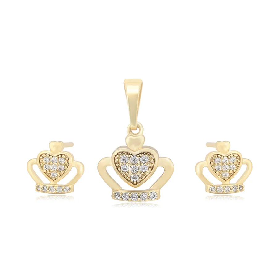 

S00105197 xuping jewelry latest Dubai Jewelry Set 2022 Luxury Elegant fashion Crown Heart Shape Jewelry Set