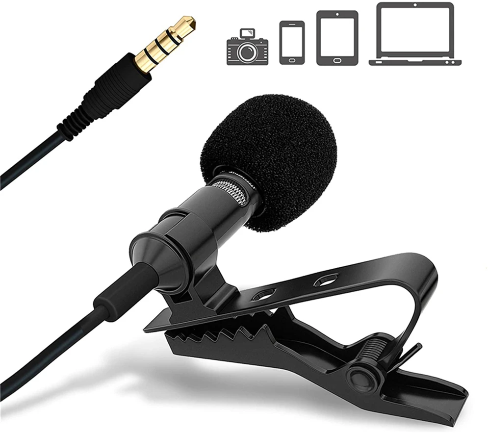 

Lightweight mobile interview microphone headphones wired with microphone, Black