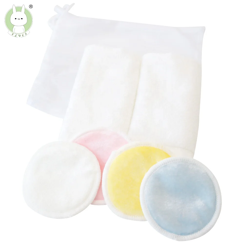 

2019 new design 2 pcs bamboo makeup remover towel and 4 pcs bamboo velvet makeup remover pads, White