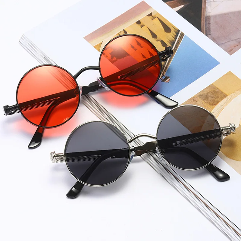 

2021 High Fashion Spring Leg Pink Round Sunglasses For Men And Women Retro Steampunk Sunglasses