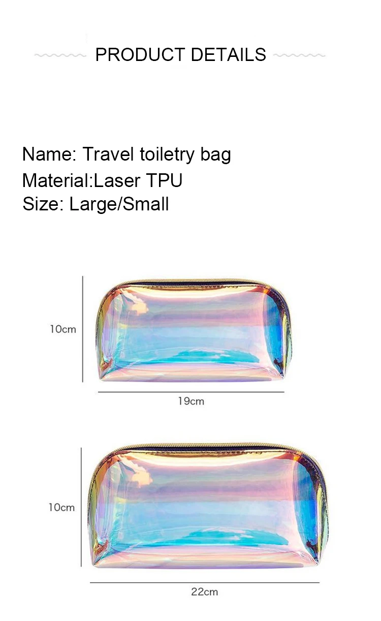 Biodegradable Traincase Travel Artist Women'S Holographic Cosmetic Bags For Makeup Branded Dropshipping Customisable