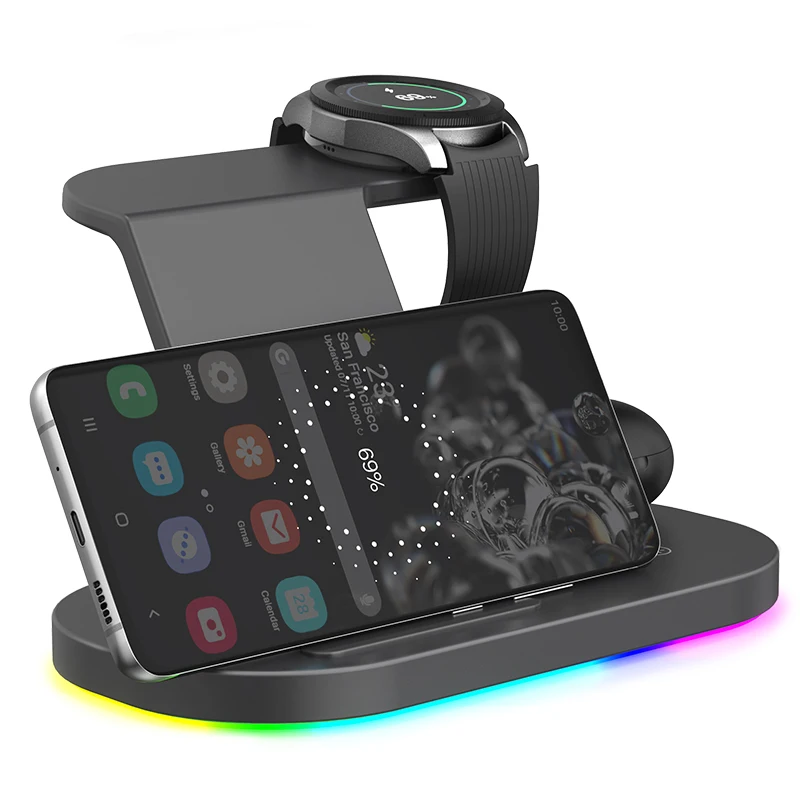 

new technology 2021 3 in 1 wireless charger charging station smart phone 15w phone stand for iphone samsung watch iwatch TWS