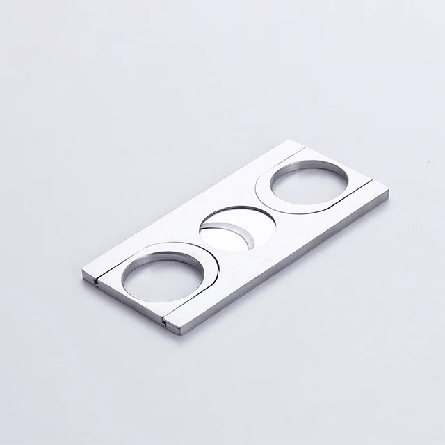 

high quality wholesale small silver stainless steel pocket two-edged square cigar cutter