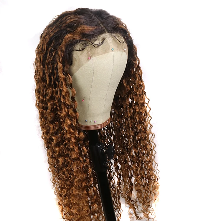 

Wholesale 150% density cuticle aligned Peruvian human hair ombre color deep part 13*6 lace frontal hair wigs human