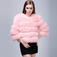 

2019 New Fashion Short Ladies Winter Coats Cropped Women Faux Fox Fur Jacket Coats