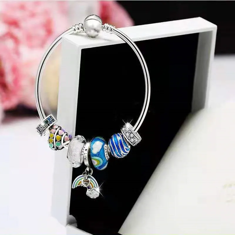 

Religious Charm Bracelet Sterling Silver 925 beads accessories snowflake pendant pumpkin car string decoration blue series Charm