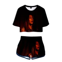 

2019 Billie Eilish Printed Women two piece set New design Oversize Billie Eilish short sleeve and Short Pants O-neck Summer Set