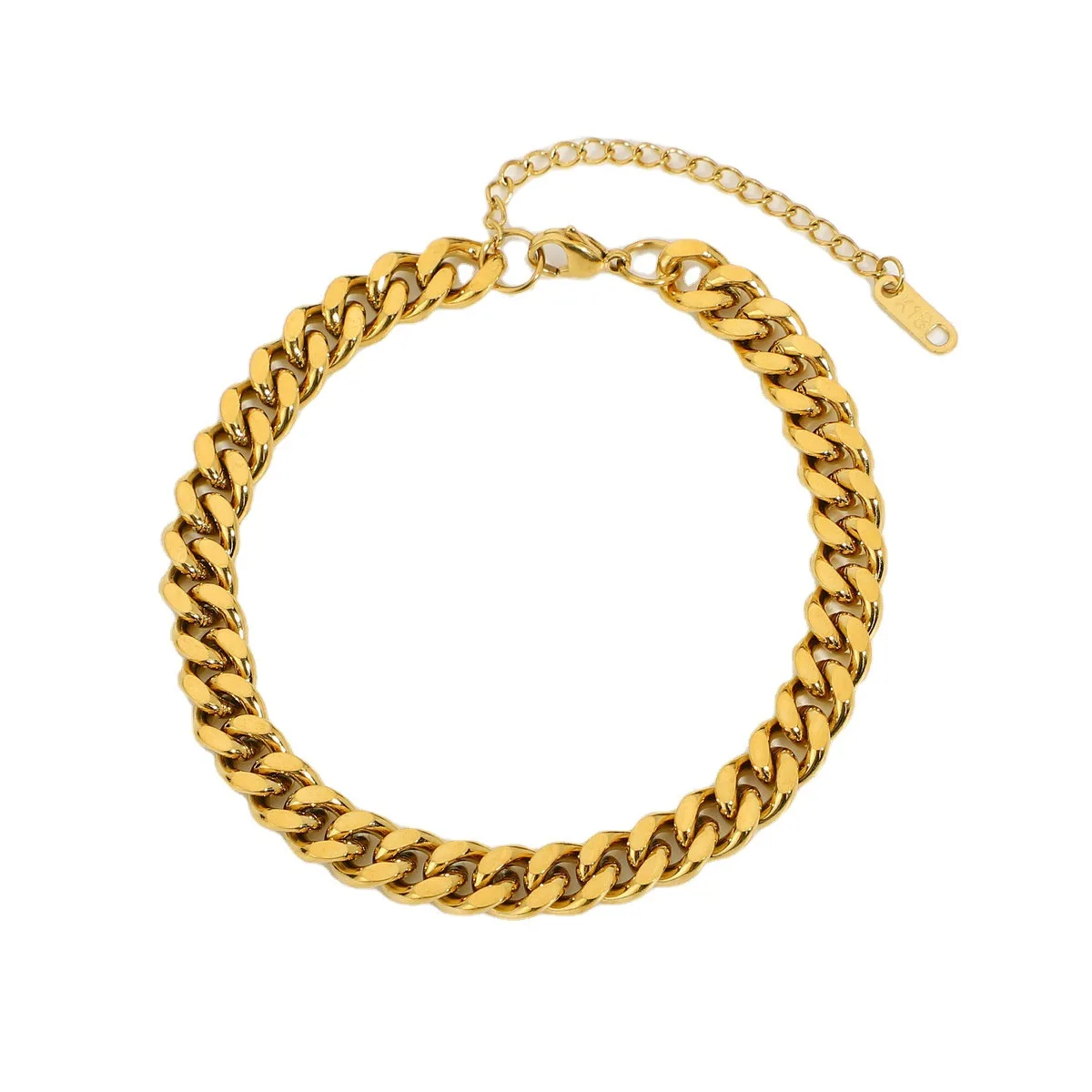 

GT Hot Selling Not Fade Cuban Link Anklet 2021 Fashion Gold Stainless Steel Anklet For Women