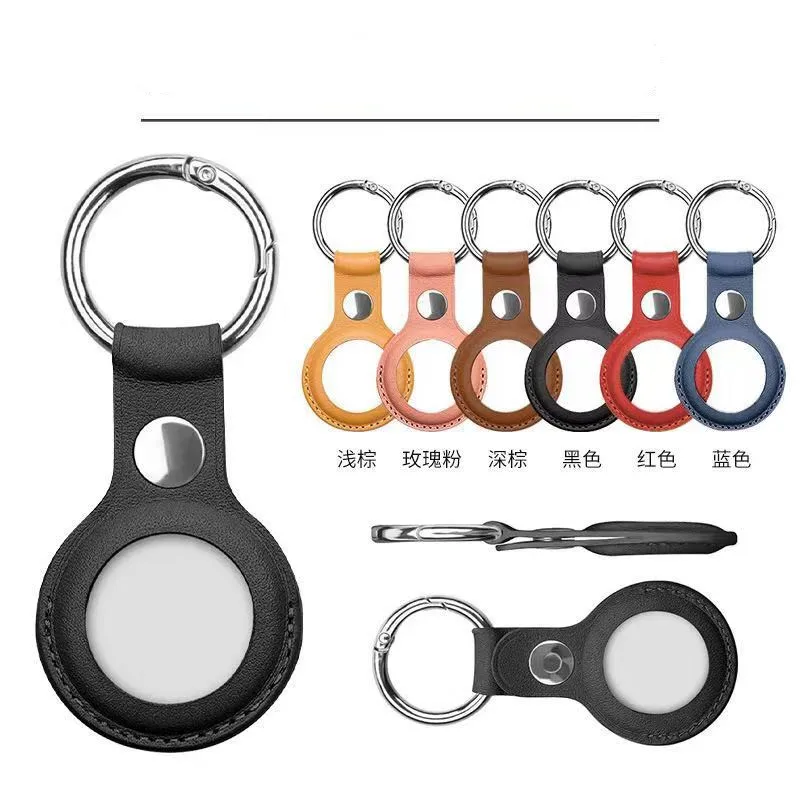 

Factory Wholesale In Stock Ready To Ship Hollow Tracker Pu Leather Case For AirTag for Airtags Case Leather, Show as pictures