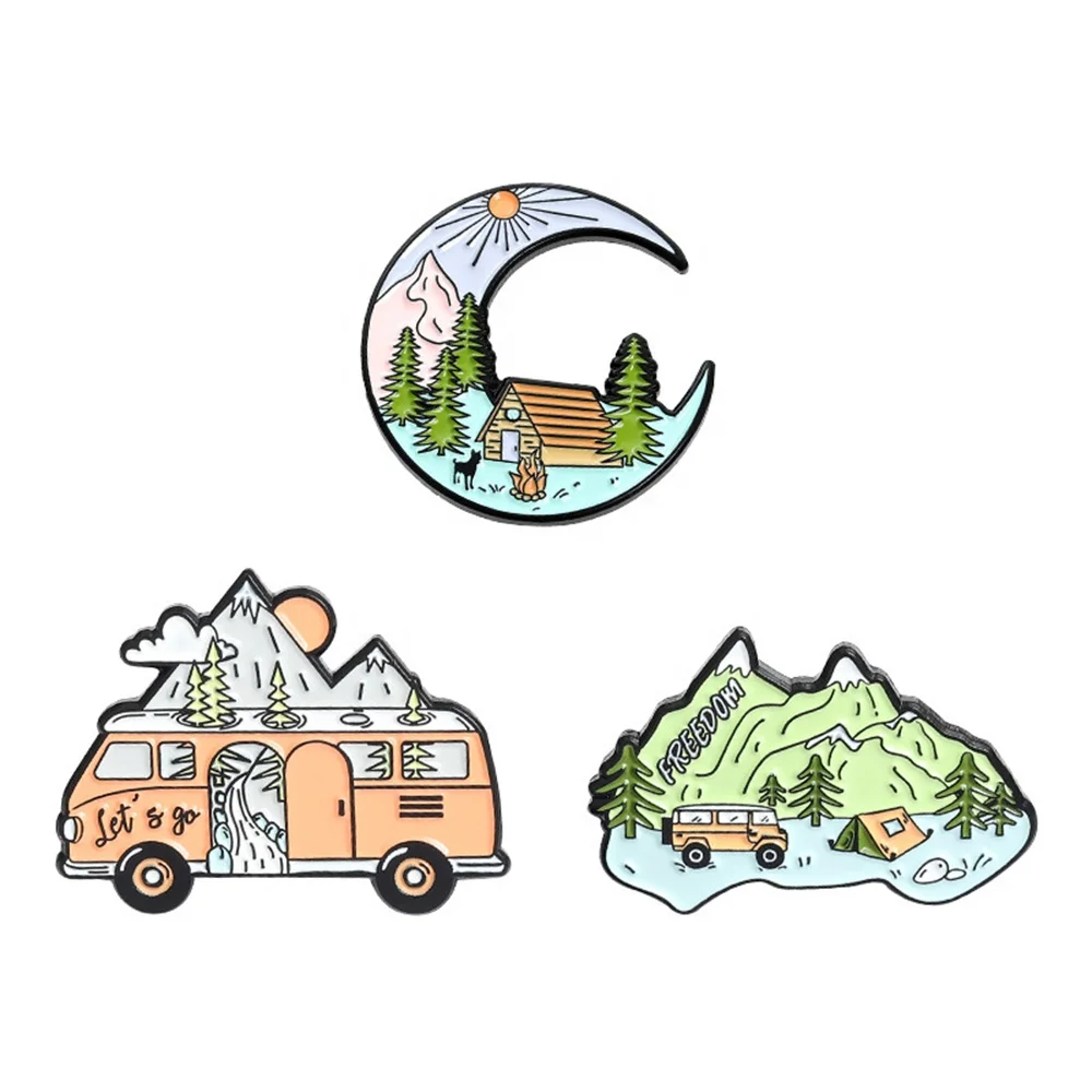 

New Freedom Travel Multiple Styles Enamel Brooch Pins For Gift Decoration, Various, as your choice